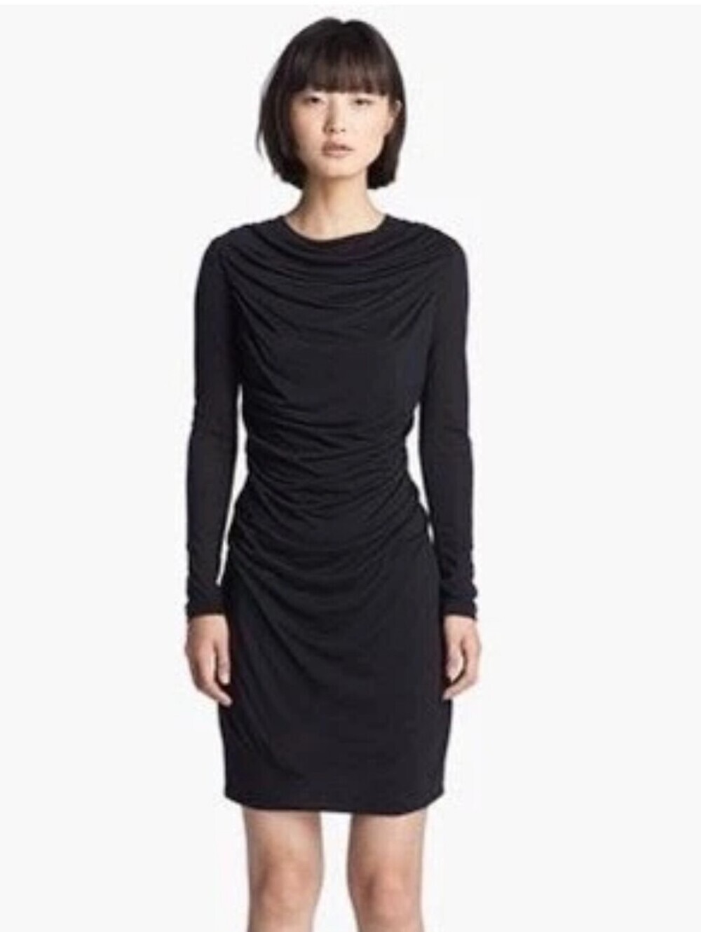 Helmet Lang Black Long Sleeve Draped Kinetic Jersey Dress Size Medium